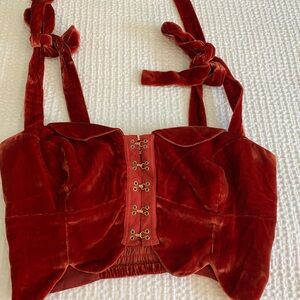 For Love & Lemons Kate Crop Top Size S rust-colored